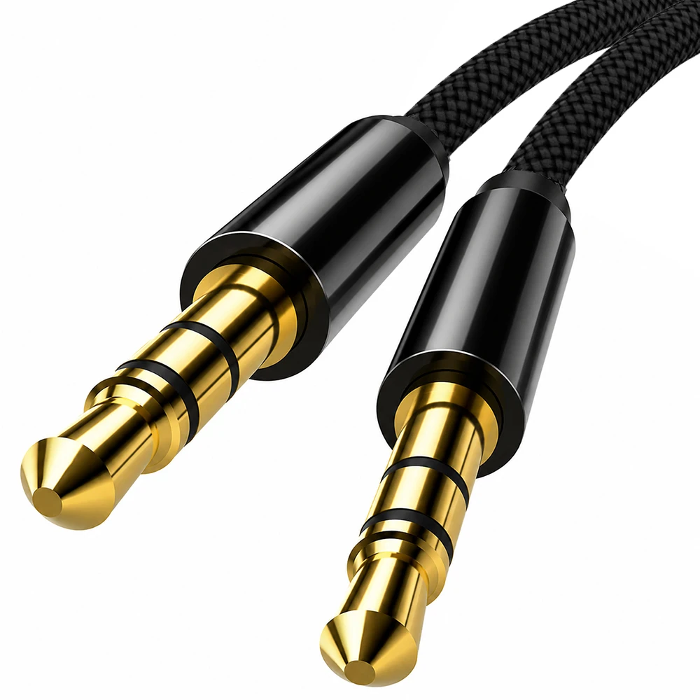 3.5mm AUXオーディオケーブル、ナイロン編み込み式オス - Cable Extension 3.5 のレビューと価格
